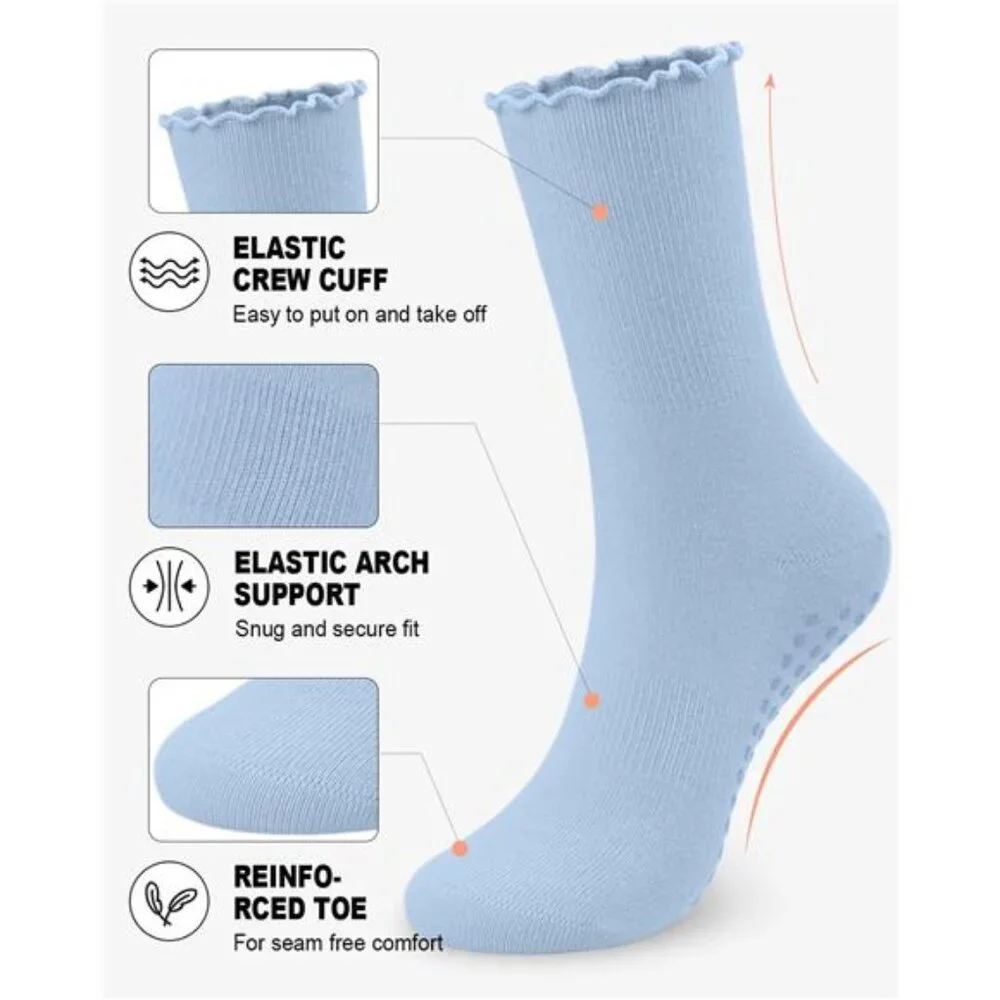 6 Pairs Women's Grip Pilates Socks Non-slip Yoga Athletic Socks, Multicolor